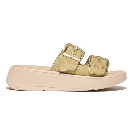 FitFlop Women's F-Mode Buckle Shimmer Platino