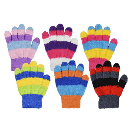 Grand Sierra Toddler's Striped Cozy Yarn Stretch Gloves Assorted