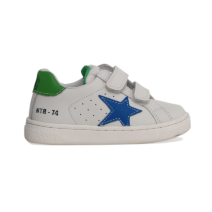 Naturino Boy's (Sizes 27-31) Pinn VL White/Blue Star/Green Leather