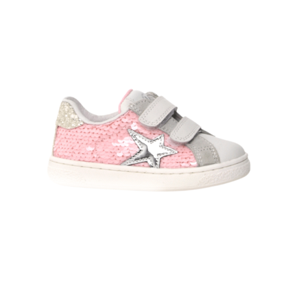 Naturino Girl's (Sizes 27-31) Pinn VL Platinum/Grey/Pink Paillettes