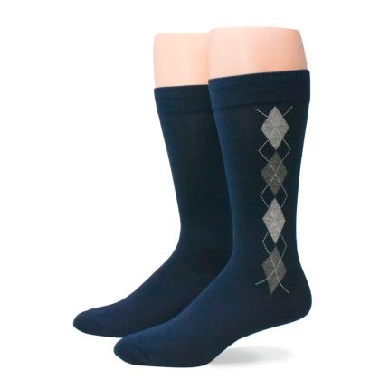 No Nonsense Men's Super Soft Argyle Crew Dress Socks Navy 2-Pack