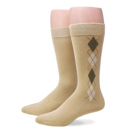 No Nonsense Men's Super Soft Argyle Crew Dress Socks Sesame 2-Pack