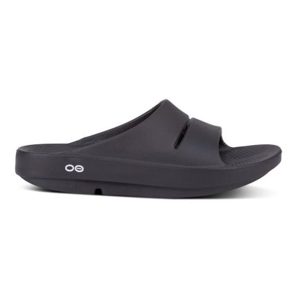 OOFOS Men's OOahh Black Rubber Slide