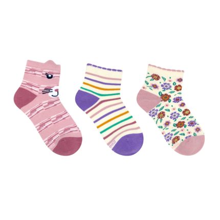 Robeez Toddler's Kitty Flowers 1/4 Socks 3-Pack