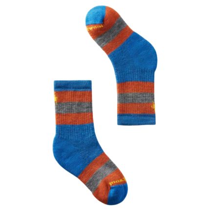 Smart Wool Kid's Hike Full Cushion Crew Socks Laguna Blue Stripe