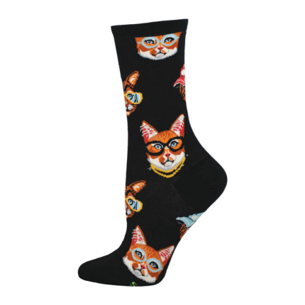Sock Smith Women's One Cool Cat Black